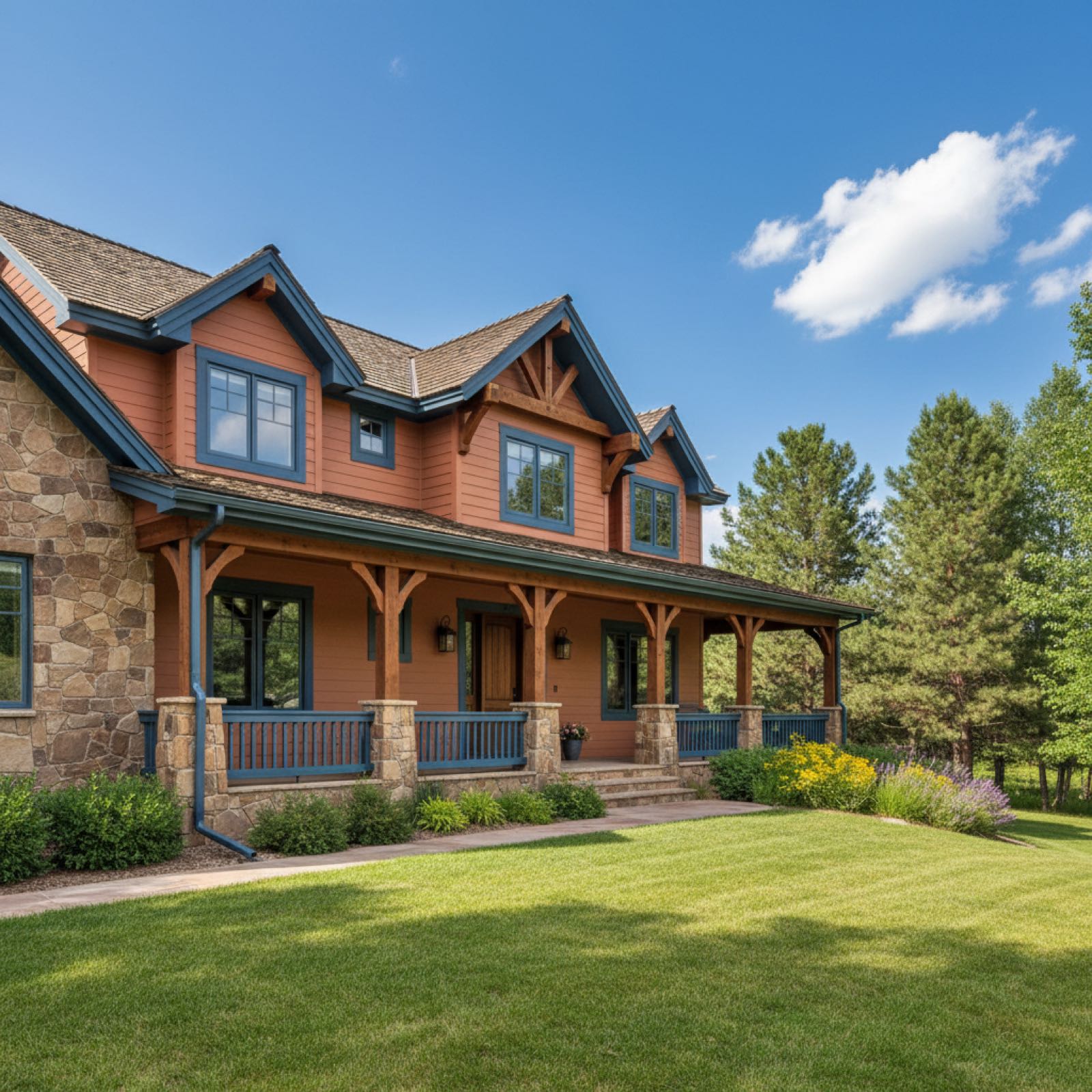 Beautifully painted home exterior with fresh trim work