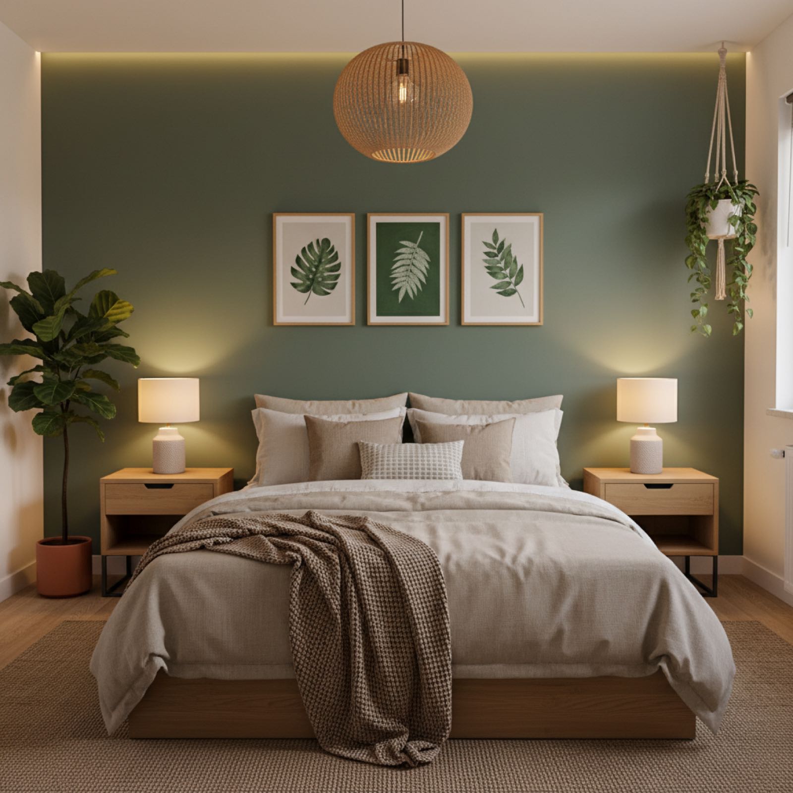 Bold accent wall in a modern bedroom